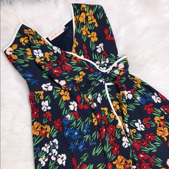 Tory Burch Dresses & Skirts - TORY BURCH NAVY FLORAL WRAP DRESS 0